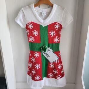 Planet Heart Ugly Christmas Sweater Dress Present Gift Red Snowflakes Size Small